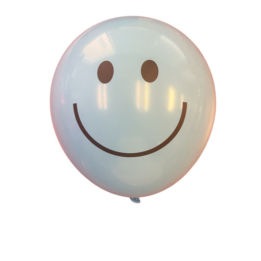Light Blue Smiley Face Latex Balloon